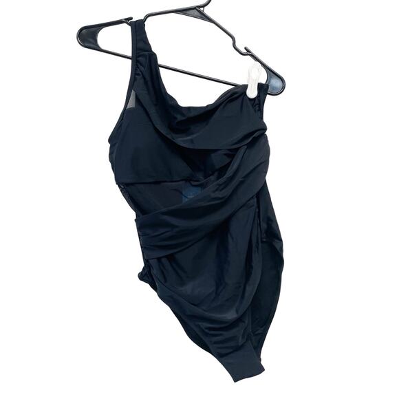 Cupshe Black One Shoulder Ruched Tummy Control One Piece Swimsuit Size Medium - Picture 1 of 7